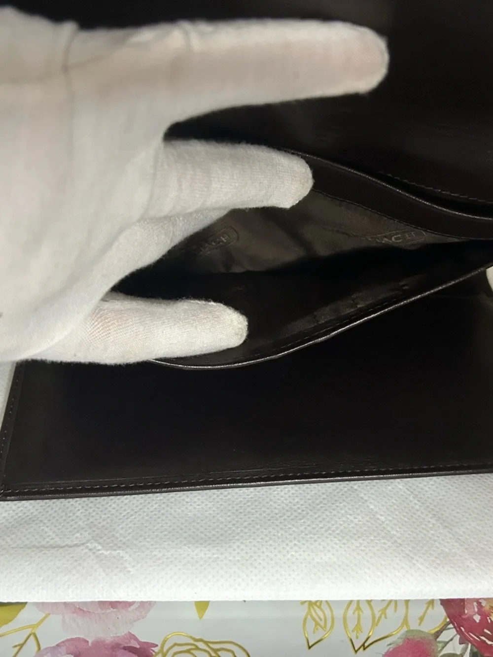 Coach Brown Monogram Wallet/ Clutch with Buckle Snap Accent